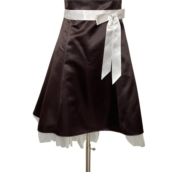Jessica McClintock x Gunne Sax Brown/Ecru Formal Strapless Satin Dress Tulle 5/6 - Picture 5 of 10